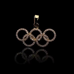 Round Cut Lab-Created Diamond Olympik Pendant 925 Silver <b>Gold</b> Plated Pendant Pass Diamond <b>Tester</b> Pendant Rapper Bling Pendant - Product Image 2