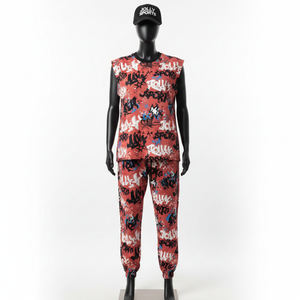 ชุดเซ็ตสองชิ้นแขนกุดสำหรับผู้หญิง ผ้าคอตตอนโพลีเอสเตอร์คุณภาพสูง เนื้อผ้าเจอร์ซีย์เดี่ยว GSM พิมพ์ลายแบบ Sublimation พร้อมโลโก้สั่งทำพิเศษ - Product Image 6