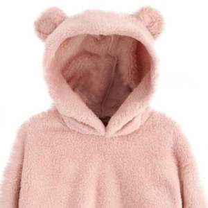 Sweat-shirt en coton brodé uni grande taille pour l'hiver, style streetwear, pull à capuche avec oreilles d'ours mignonnes pour femme - Product Image 4