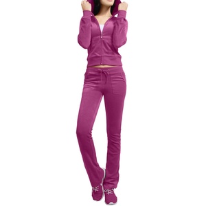 Women's Purple Hooded <b>Tracksuit</b> Set Full Length Casual Joggers Side Pockets Breathable Winter Wear 100% Cotton Anti-Bacterial - Product Image 5