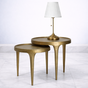 Modern Nesting Accent Tables Dual Tier Round Tops Sculpted Legs Space Saving Stackable Design Sturdy Build for Stylish Interiors - Product Image 2