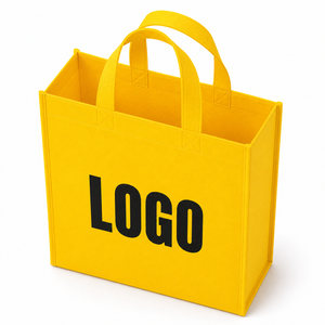 Grand sac fourre-tout en tissu non tissé jaune avec motif de lettres, poignée en corde et fermeture supérieure - RRD Exim - Product Image 1
