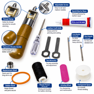 Kit de Costura de Cuero de Varias Piezas con Agujas, Hilo y Herramientas para Joyería ZetomedPro - Product Image 3