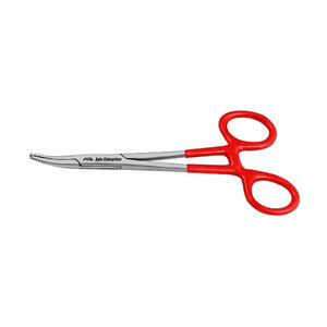 คีมหนีบเลือด Hemostat Mosquito Forceps ขนาด 5 นิ้ว แบบตรงและแบบโค้ง พร้อมด้ามจับเคลือบพีวีซีสีแดง ผลิตจากเหล็กกล้าผ่าตัดแบบล็อคได้ - Product Image 5