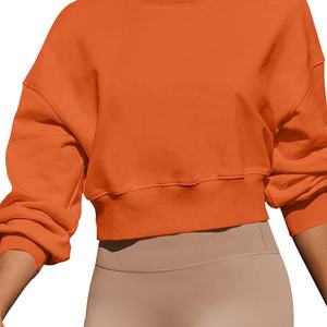 Personnalisé décontracté entraînement Crop sweat-shirt confortable à manches longues hauts pullover lâche poids lourd goutte épaule avant respirant - Product Image 5
