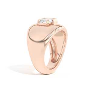 4mm Wide Chunky <b>Dome</b> Space Bombe <b>Rings</b> 1 Carat Emerald Cut Diamond Full Bezel Set Statement Custom 14K 18K Solid Gold Wholesale - Product Image 6