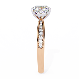 Romantic 1.80ct Cushion Cut Lab Grown Diamond <b>Solitaire</b> <b>Ring</b> with Pave Bridge and Full Pave Shank in 18K Yellow Gold - Product Image 6