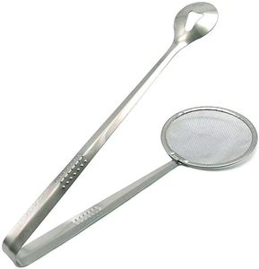 Cuchara Coladora de Acero Inoxidable con Mango Corto, Plateada, Pulido Espejo, Diseño Minimalista Ecológico, Utensilio para Servir en Fiestas - Product Image 1