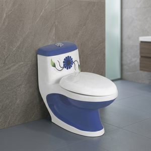 WC monobloc en céramique gris moderne à siphon intégré, à poser au sol, pour installations de salle de bain haut de gamme - Product Image 4