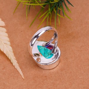 Bague en argent 925 avec pierre précieuse turquoise en forme de poire, bijoux faits à la main, cadeau pour femmes et filles - Product Image 2