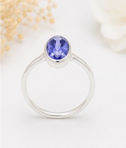Tanzanite <b>Quartz</b> Oval <b>Ring</b>, Sterling Silver Gemstone <b>Ring</b>, Handmade 925 Silver <b>Ring</b>, Purple Blue <b>Quartz</b> Jewelry, Gift for Her - Product Image 1