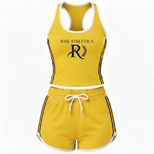 Ensemble short et débardeur athlétique pour femme, style Alpha Team Sigma, logo personnalisé, coupe ajustée, séchage rapide, polyester/coton, pour les jours de match universitaires - Product Image 3