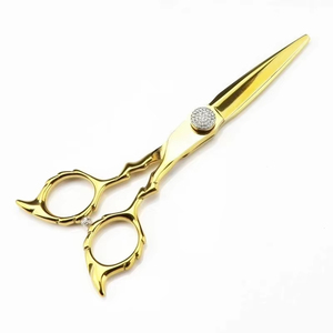 Tijeras de Peluquería Profesionales Japonesas 440 de Alta Gama, Tijeras Cruzadas para Corte y Entresacado de Cabello, Doradas - Product Image 1