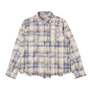 เสื้อเชิ้ตผ้าแฟลนเนลลายสก็อตแขนยาวสำหรับผู้ชาย ปกคอปกแบบพับได้ สไตล์ลำลองสำหรับฤดูใบไม้ร่วง ผ้าฝ้าย 100% กันยับ ลายพิมพ์แบบดิสเทรส - Product Image 3