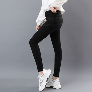 Pantalones de mezclilla negros transpirables para mujer, estilo lápiz, ajustados, elásticos, de cintura alta, shorts bodycon, leggings con estampado a cuadros, OEM - Product Image 3