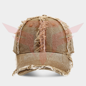 Casquette de baseball Tactus Industries en toile unie vieillie, imprimée sérigraphiée, 6 panneaux, design déchiré, style vintage, boucle en cuivre doré - Product Image 6