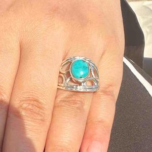 Handmade Turquoise Gemstone 925 Sterling Silver Statement <b>Ring</b> Unique Elegant Fashion Jewelry - Product Image 4