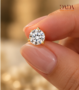 Round Cut Lab Grown Diamond Stud <b>Earrings</b> Gold Solitaire Screw <b>Back</b> Bridal Wedding Fine Jewelry - Product Image 2