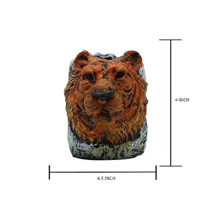 Porte-stylo rond artistique en forme de tête de lion, accessoire de bureau décoratif, en résine faite à la main - Product Image 3