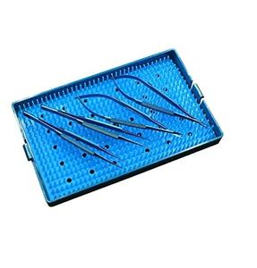 Kit d'instruments chirurgicaux ophtalmiques de haute qualité en acier inoxydable et titane bleu, comprenant un porte-aiguille, des ciseaux et des pinces pour microchirurgie - Product Image 1