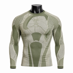 Camiseta de Compresión de Manga Larga para Hombre, sin Costuras, Protección contra Rozaduras, Ropa Deportiva para Gimnasio y Entrenamiento, Venta al Por Mayor - Product Image 1