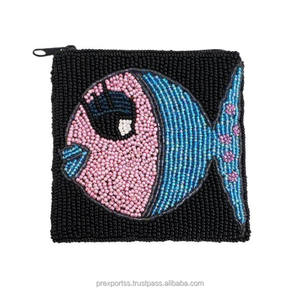 Handmade <b>Beaded</b> Coin Purse Smiley Face Star Design Pink Yellow Embroidery Zipper Small Pouch Custom Girls Party Gift Wallet - Product Image 2