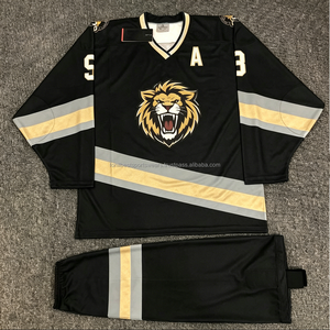 Maillot de hockey sur glace vert personnalisé pour homme, col en V, maille respirante, impression numérique écologique par sublimation, uniforme d'équipe - Product Image 2
