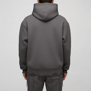 Sweat à capuche zippé en molleton 100% coton de haute qualité, sur mesure, pour l'hiver, couleur unie, effet délavé, coupe oversize, avec logo brodé personnalisé et déchiré - Product Image 2