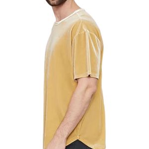 เสื้อยืดกำมะหยี่เนื้อนุ่มสีแทนทองพรีเมียมสำหรับผู้ชาย เสื้อยืดแขนสั้นคอกลม ผ้ากำมะหยี่เรียบเนียน เสื้อชั้นในฤดูหนาว เสื้อผ้าแฟชั่น - Product Image 3