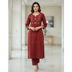 Ensemble traditionnel indien pour femmes en coton naturel, 2 pièces, pour occasions spéciales, taille M-3XL - Product Image 3