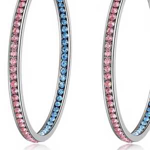 Pendientes de Aro con Cristales y Diamantes de Imitación en Rosa y Azul, Estilo Jack and Jill, Joyería de Moda para Mujer - Product Image 4