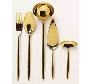 Ensemble de couverts élégants en métal finition argentée avec design artisanal vintage, acier poli miroir haute brillance - Product Image 2