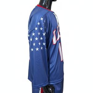 Uniforme de hockey sobre hielo personalizado para hombre, conjunto de jersey y pantalones sublimados, diseño estadounidense, conjunto de jersey de hockey sobre hielo, uniforme de equipo de manga larga - Product Image 6