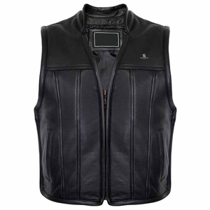 Men's <b>Leather</b> Motorcycle <b>Vest</b> Wholesale Adults Custom OEM ODM <b>Biker</b> Jacket Sleeveless Vintage Casual Outerwear - Product Image 1