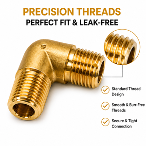 Conector de Codo de Latón de 90 Grados, Accesorios para Mangueras, Suministro de Agua a Baja Presión, Superficie Pulida Resistente a la Corrosión - Product Image 4