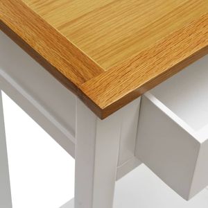 Table d'appoint en bois de chêne massif blanc et brun avec plateau en MDF en bois de pin massif, meubles de salon - Product Image 5