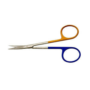 Tijeras de Disección Profesionales con Hojas Curvas y Rectas, Puntas Afiladas de Precisión, Mango de Color Dorado y Azul, Alemánas - Product Image 6