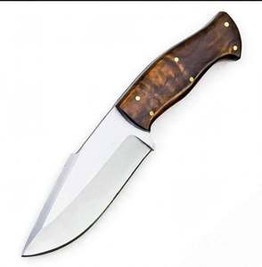 Cuchillo de Camping de Acero Resistente con Hoja de Punta Caída y Empuñaduras Ergonómicas de Madera - Product Image 1