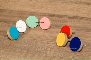 <b>Wooden</b> Colorful Round Kitchen <b>Cupboard</b> Door Knob Handcrafted Decorative Drawer Pulls for Cabinets, Wardrobes, Furniture Hardware - Product Image 2