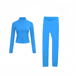 Vêtements de sport personnalisés : Soutien-gorge, leggings, ensemble de yoga 4 pièces sans couture Lulu Lemon pour femme avec veste - Product Image 4