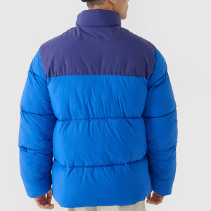 Men's Blue Hooded Collar Zipper Closure Waterproof Windproof <b>Reversible</b> Casual Winter Puffer <b>Jacket</b> Polyester 2026 High Street - Product Image 3