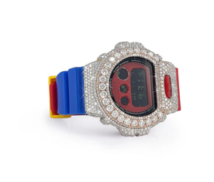 Digital Watch Stainless Steel Case Glass Dial <b>Red</b> Silicone Band 10 Bar Water Resistant Luxury Fashion Unisex - Product Image 2