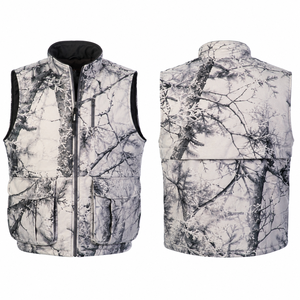 Gilet de chasse camouflage d'hiver pour homme, sans manches, en softshell coupe-vent, polyester, vêtements d'extérieur, fermeture éclair intégrale, poches avant - Product Image 1