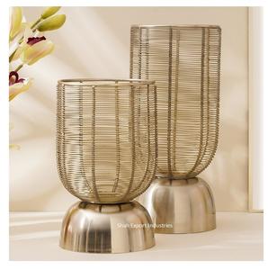 Vase à fleurs doré de luxe piédestal décoratif Vase à fleurs en fil métallique pour la maison salon décorations de table - Product Image 3