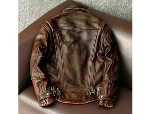Mens <b>Vintage</b> Distressed Brown Genuine Leather Cafe <b>Racer</b> Motorcycle <b>Jacket</b> - Product Image 2