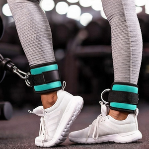 Sangles de cheville de gym avec double anneau en D, réglables, rembourrées en néoprène, pour entraînement des jambes avec poids et machine à câble - Product Image 2