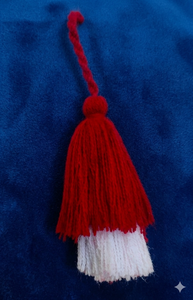 Red Cotton Tassel With White Trim For Home Decor Hanging Bohemian Style - Product Image 5