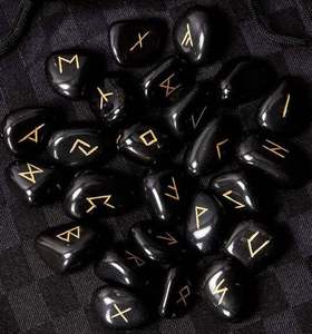 Juego de Runas de Obsidiana Negra Natural de la Mejor Calidad, Piedras de Runas de Ágata Curativa, Venta al por Mayor de Aameena Agate - Product Image 3