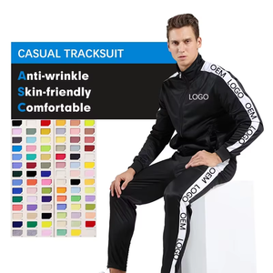 Survêtement pour homme en polyester noir, à capuche, avec fermeture éclair, style sportif, bandes blanches latérales, poches, extensible dans quatre directions, léger, hiver - Product Image 5