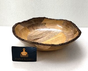 Bol de service en bois d'acacia écologique avec style écorce de mangue, vaisselle de cuisine durable, décoration intérieure, bol à salade et à nourriture - Product Image 3